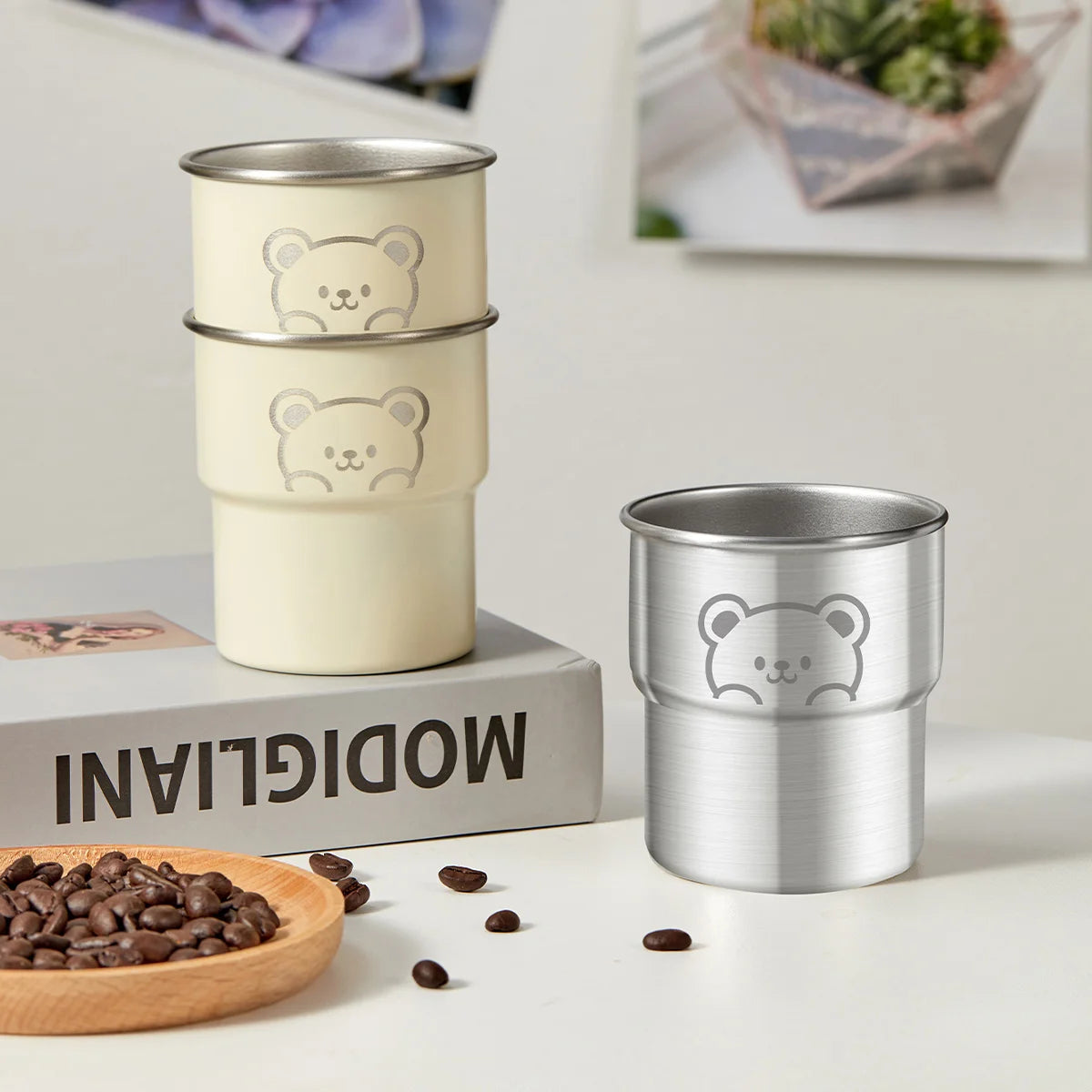 Stainless Steel Coffee Cup With Wooden Anti Scald (300ML)