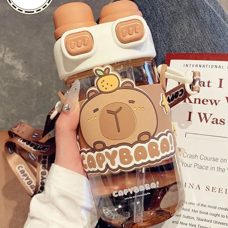 Capybara Water Bottle (With Straps and Straws 740ml)