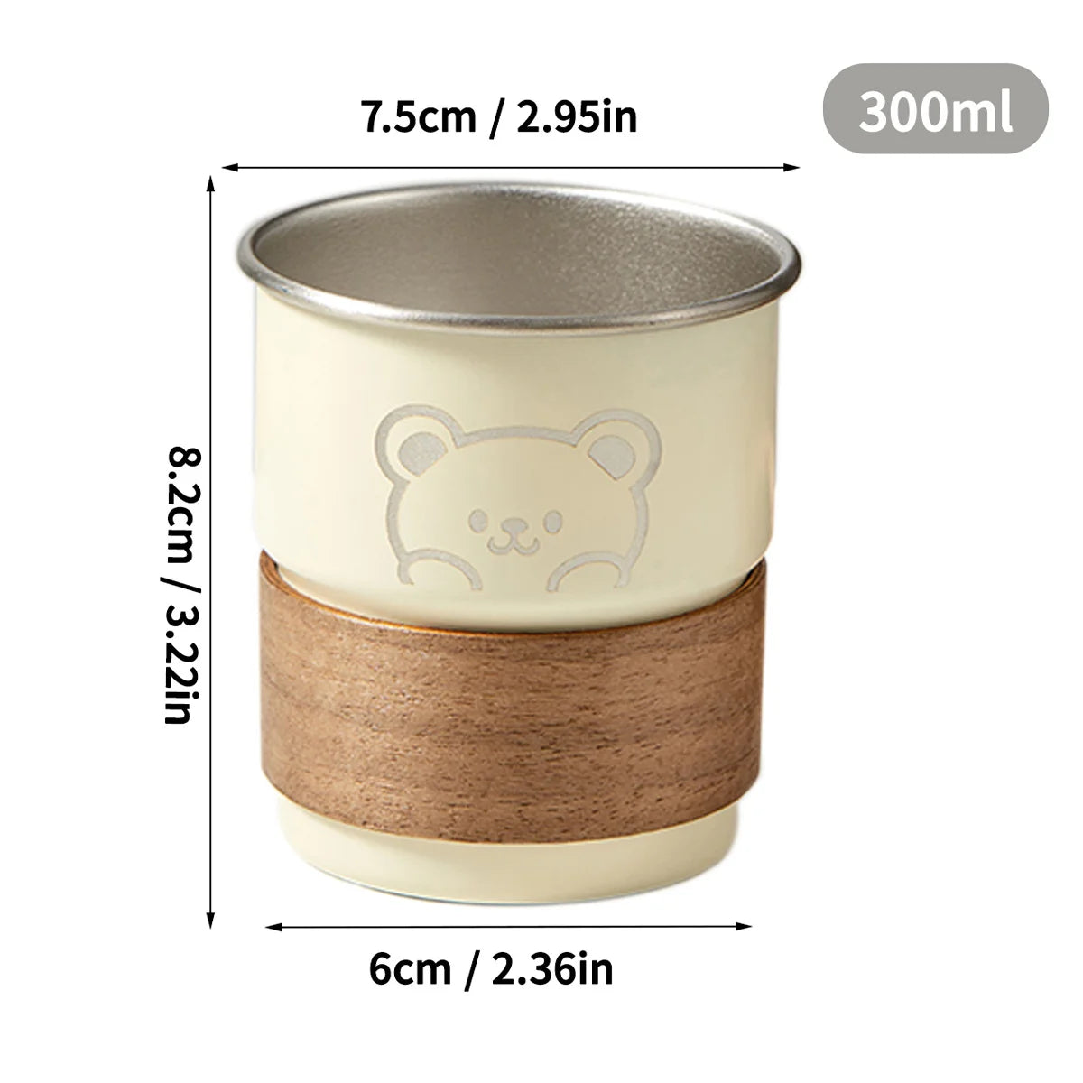Stainless Steel Coffee Cup With Wooden Anti Scald (300ML)
