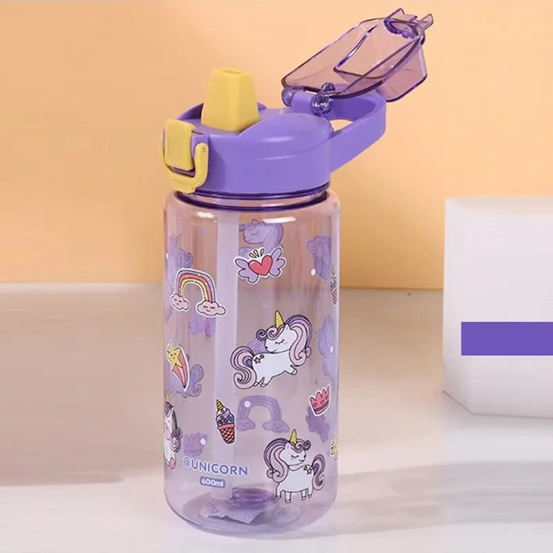Cute mug with a straw, for outdoor recreation, camping and traveling (600ml)