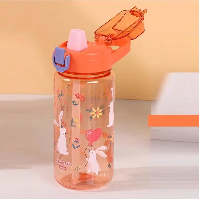 Cute mug with a straw, for outdoor recreation, camping and traveling (600ml)